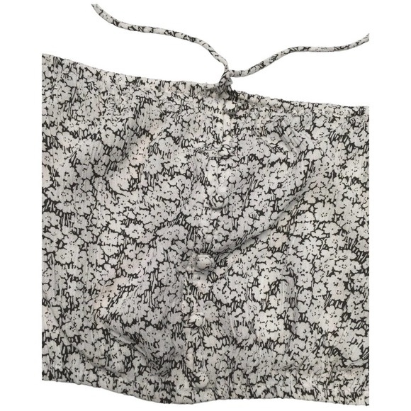 New Volcom Floral Bae Bae Doll Tube Top Halter Cropped Faux Button Black White S - Picture 4 of 15